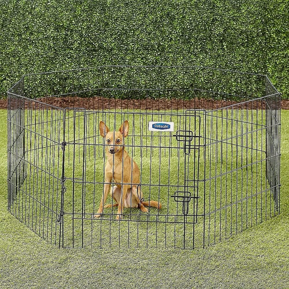 Black Metal Pet Exercise Pen with Door