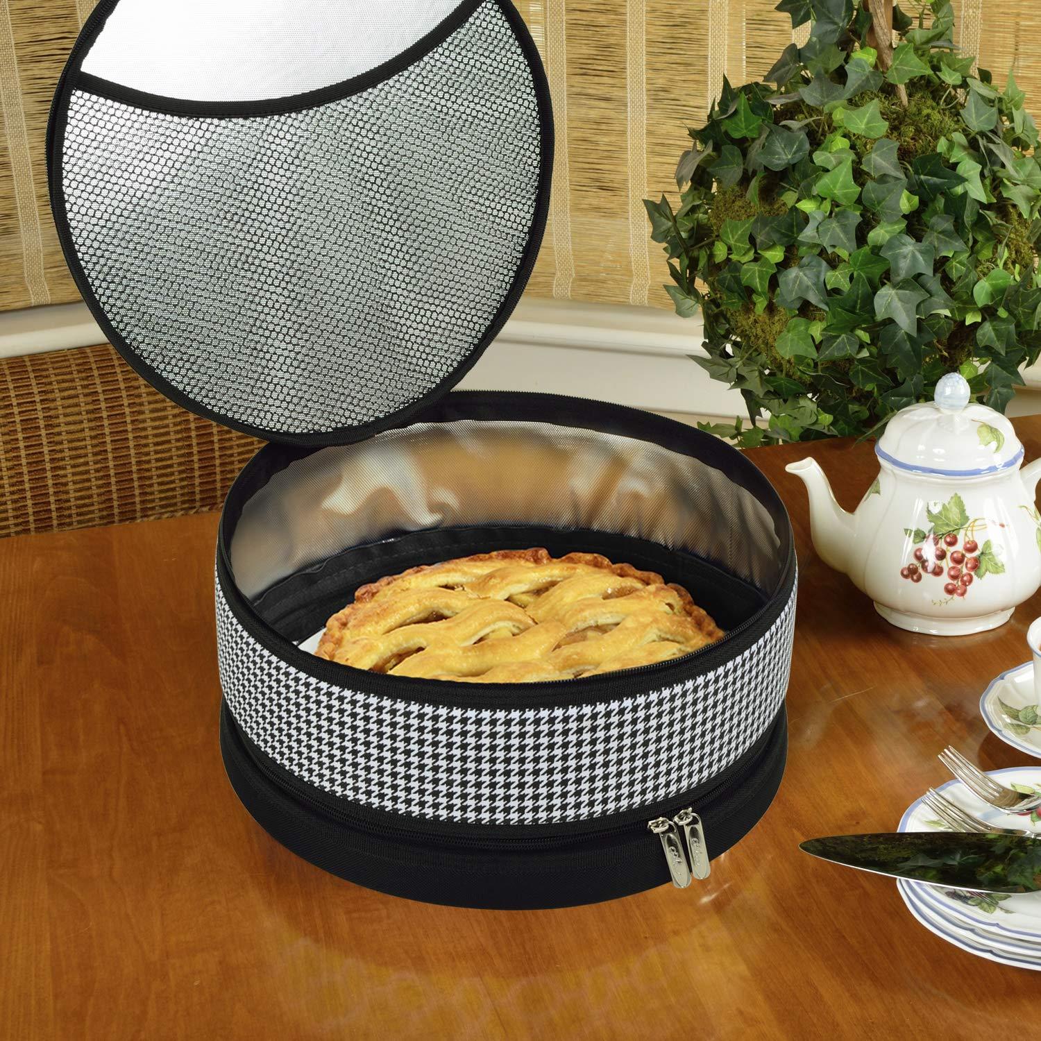 Picnic at Ascot Pie and Cake Carrier 12" Diameter - Houndstooth