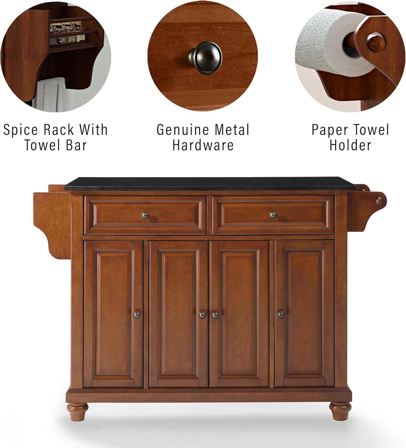 Crosley Furniture Cambridge Wood Kitchen Island in Cherry/Black