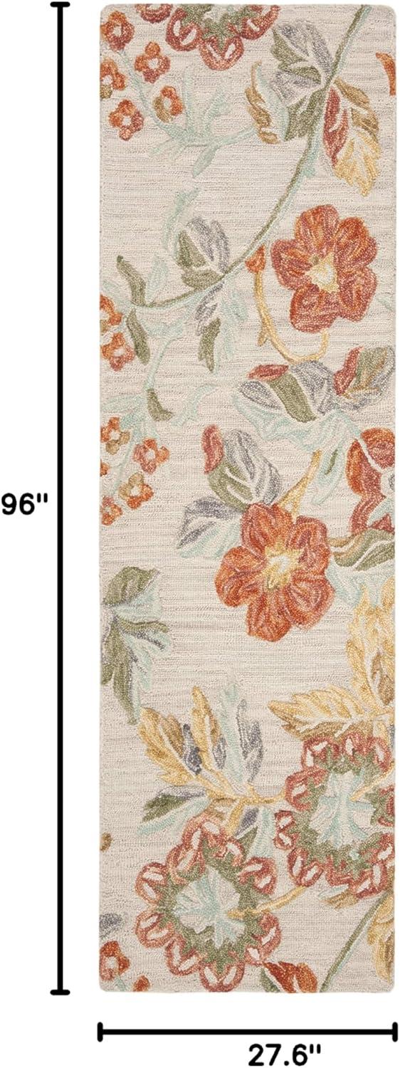 SAFAVIEH Blossom Caiden Floral Wool Runner Rug, Grey/Red, 2'3" x 8'