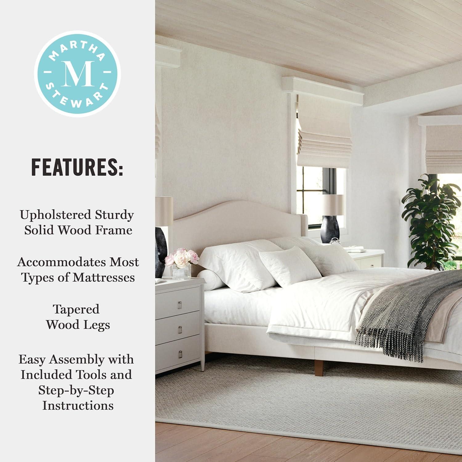 Martha Stewart Martha Stewart Amelia Upholstered Platform Bed With Curved Headboard