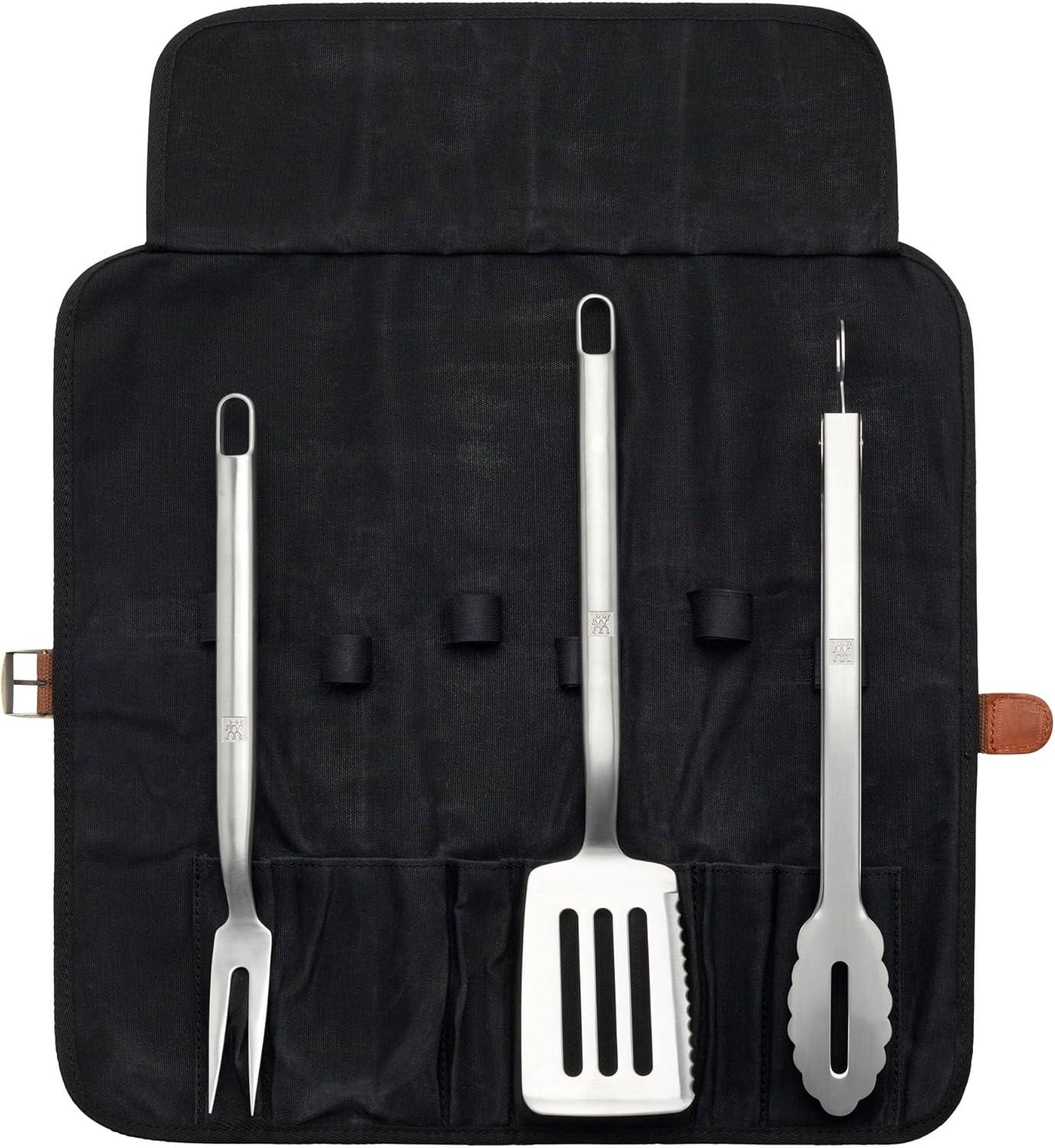 Stainless Steel BBQ Grill Tool Set with Storage Wrap