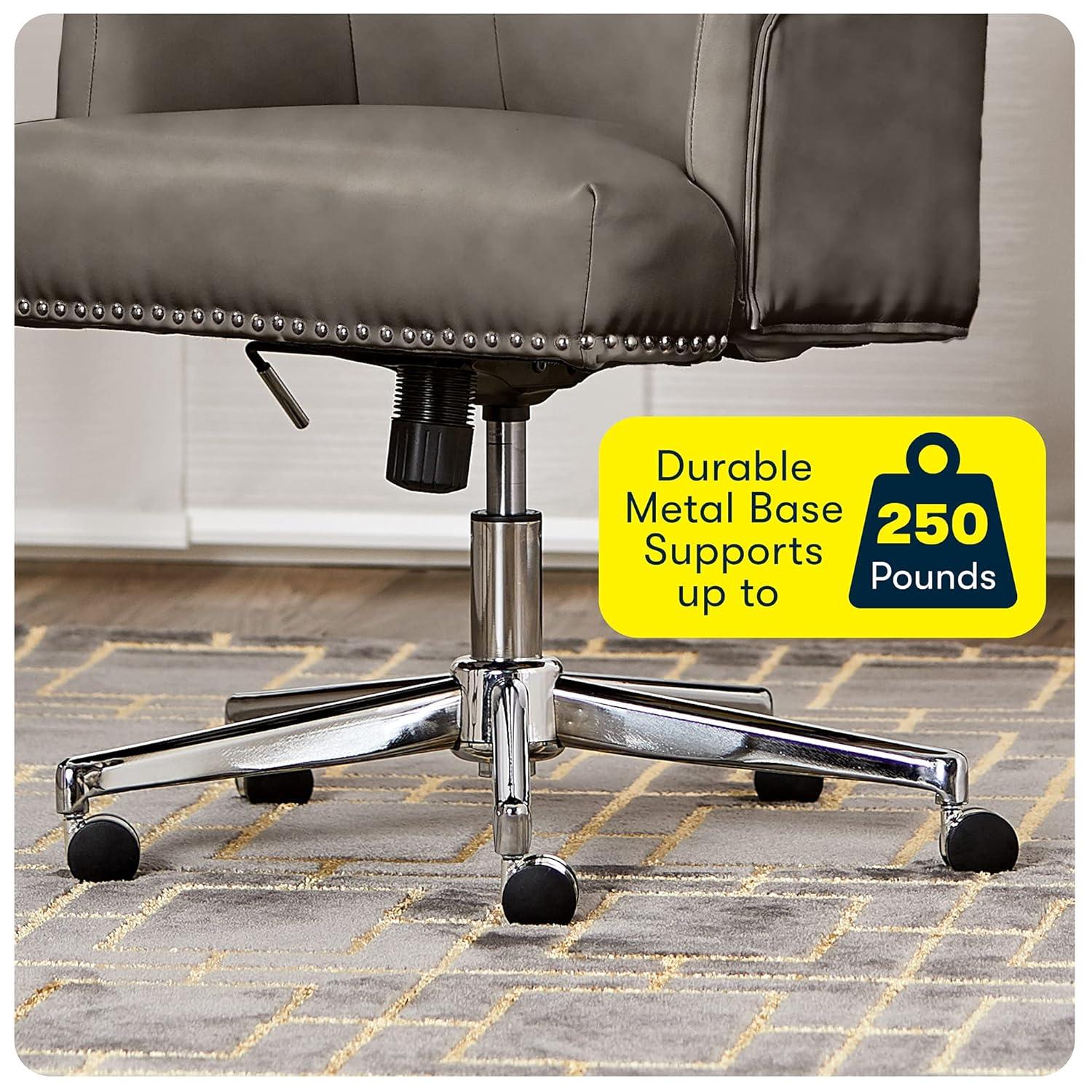 Serta Style Leighton Home Office Chair Gathering Dark Gray: Upholstered, Adjustable, with Fixed Arms