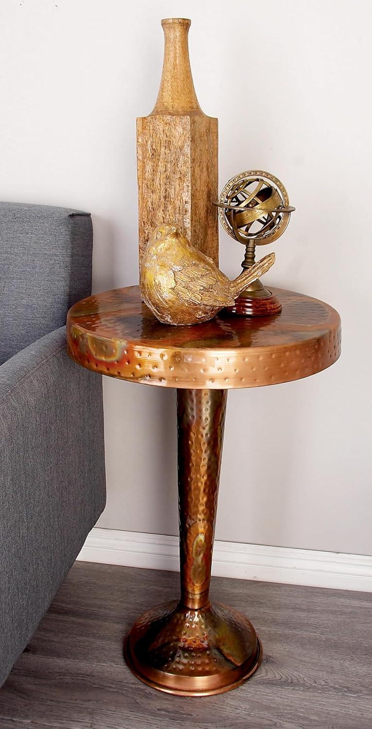 Metal Round Accent Table Tapered Pole Frame Copper - Olivia & May