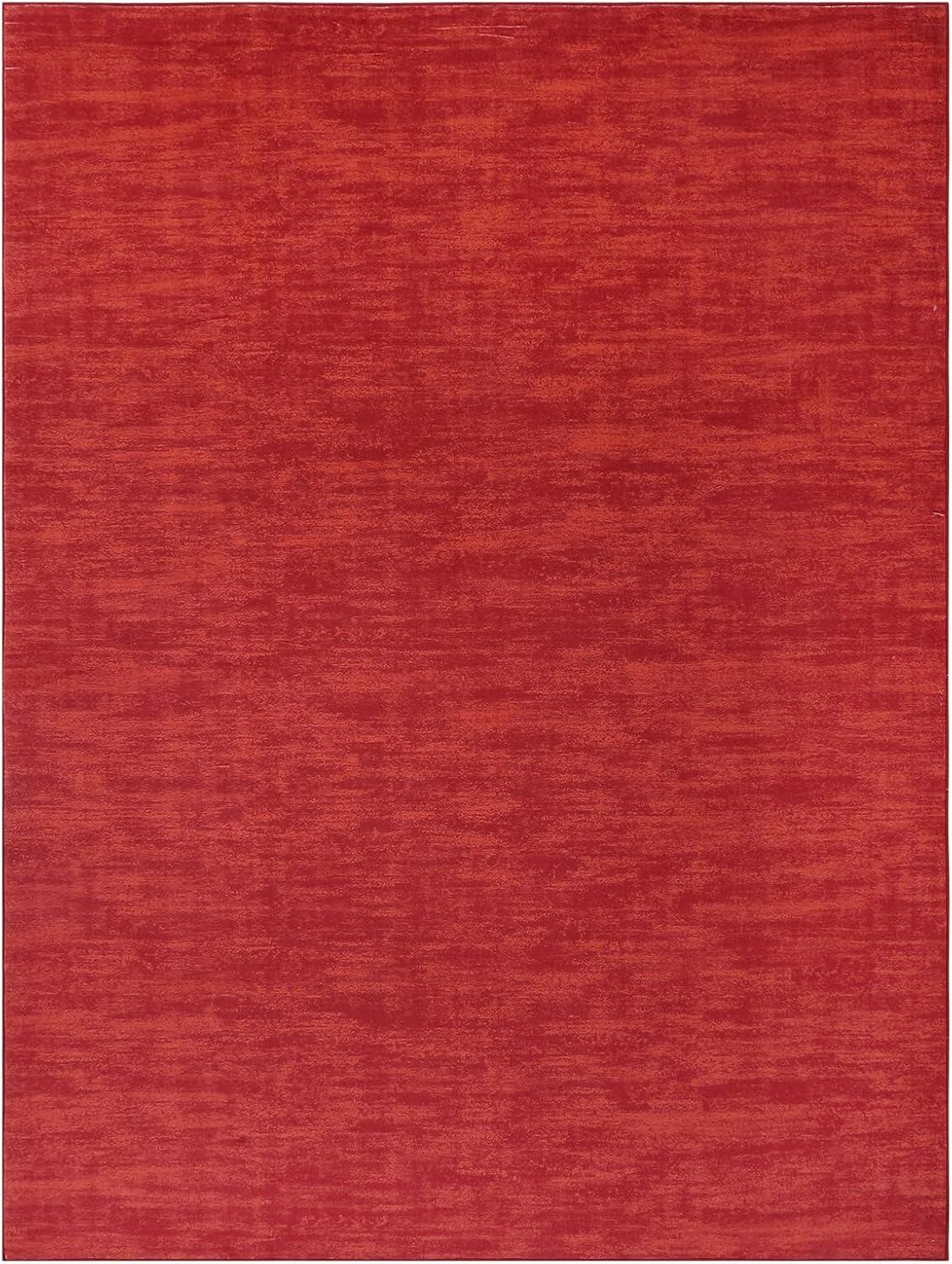 Garvee 9' x 12' Large Machine Washable Area Rug Modern Solid Rug Non-Slip Low-Pile Contemporary Indoor Area Rug for Home Office Bedroom, Red
