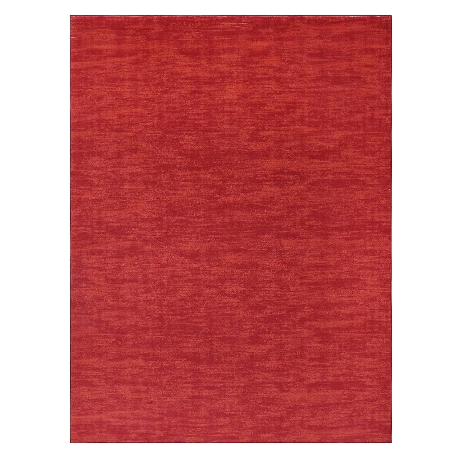 Garvee 9' x 12' Large Machine Washable Area Rug Modern Solid Rug Non-Slip Low-Pile Contemporary Indoor Area Rug for Home Office Bedroom, Red
