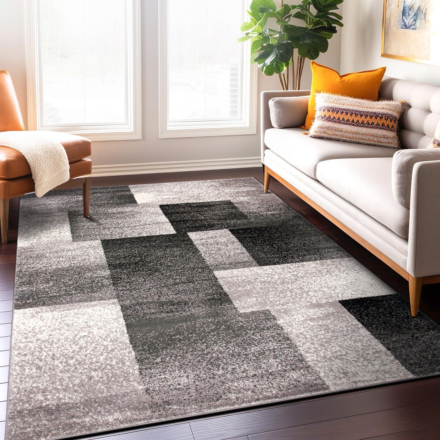 World Rug Gallery Contemporary Modern Geometric Boxes Area Rug