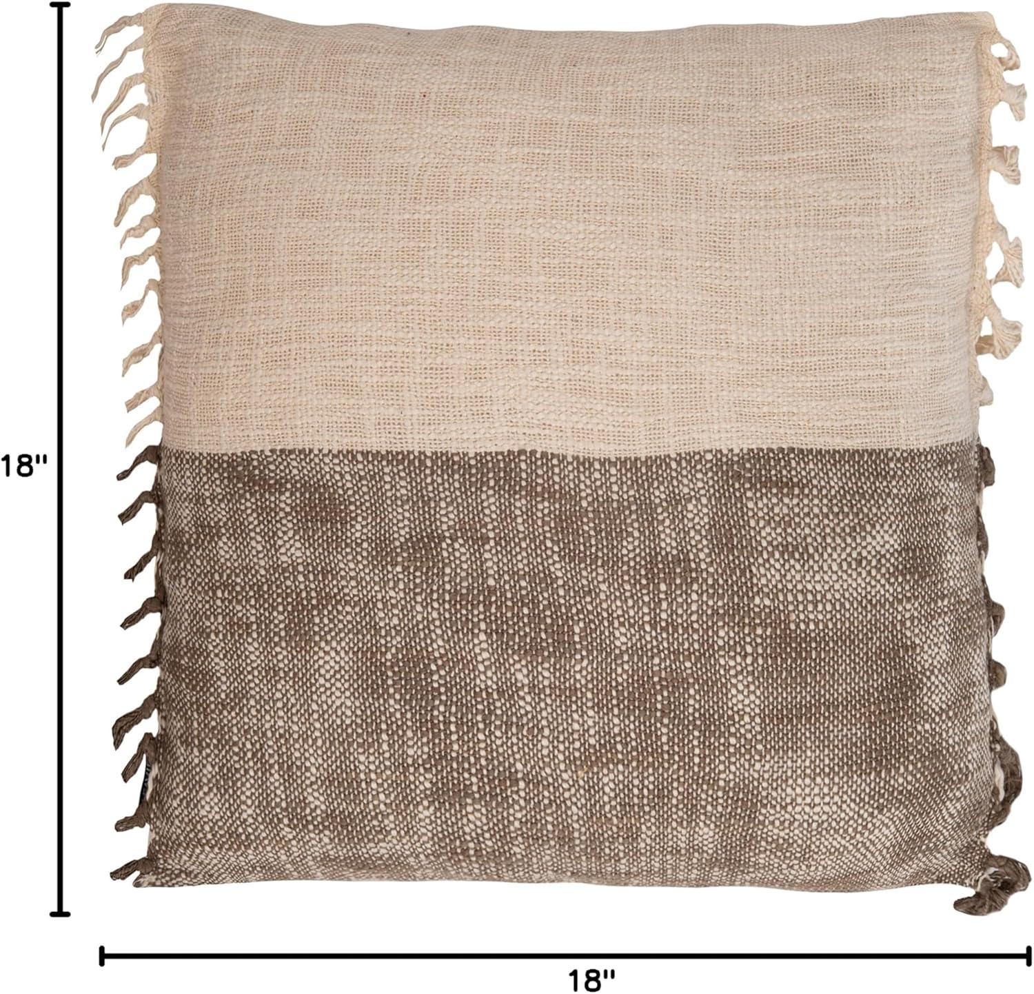 Roren Fringed Cotton Reversible Throw Pillow