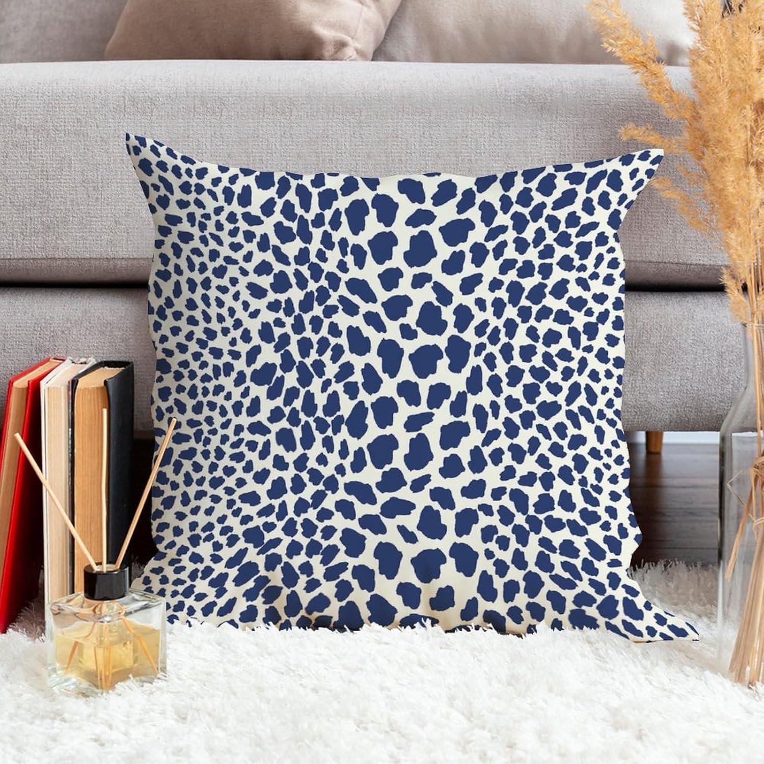 Navy Blue and White Cheetah Print Euro Pillowcase