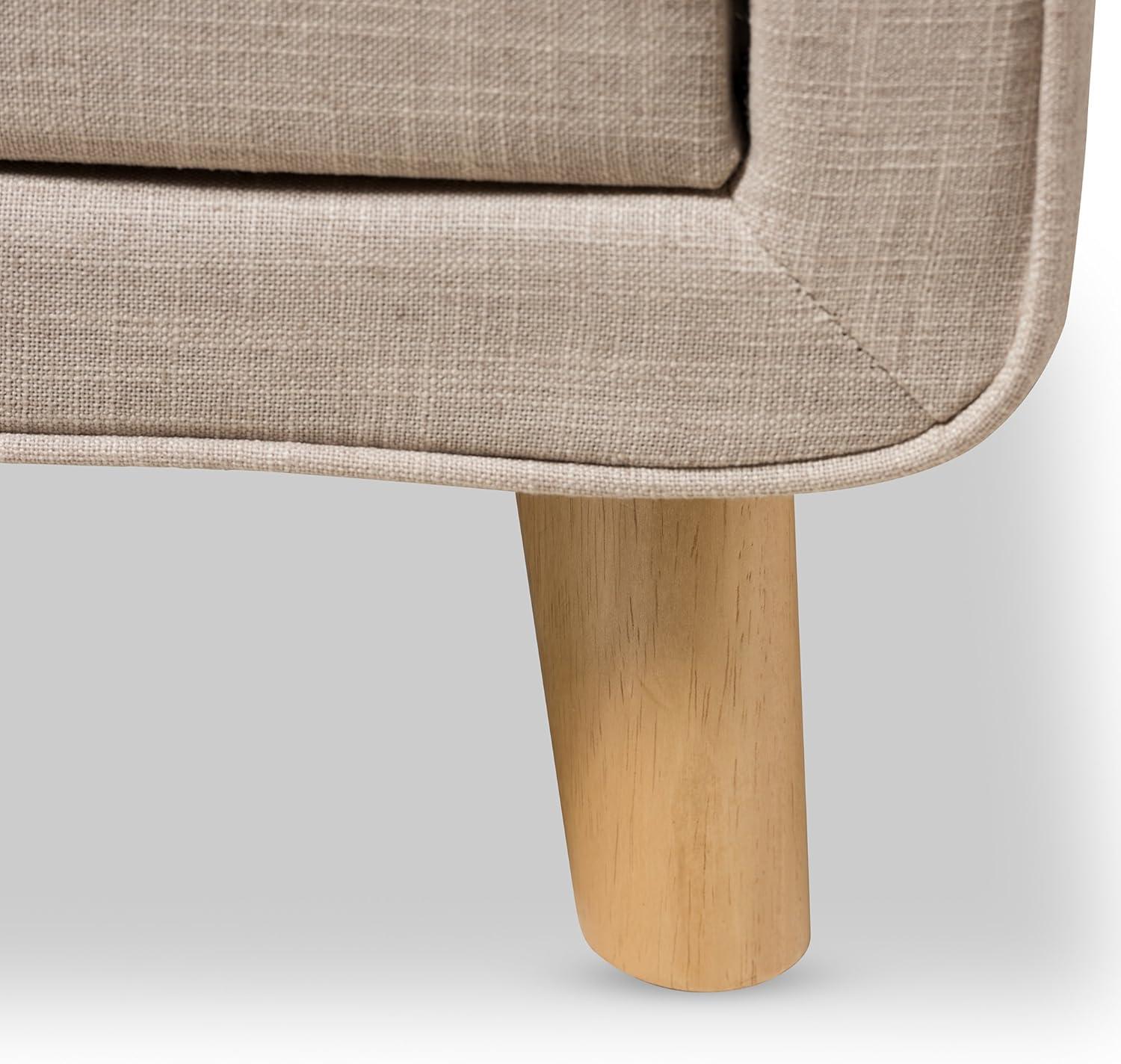 Baxton Studio Jonesy Mid-Century Beige Linen Upholstered 2-Drawer Nightstand