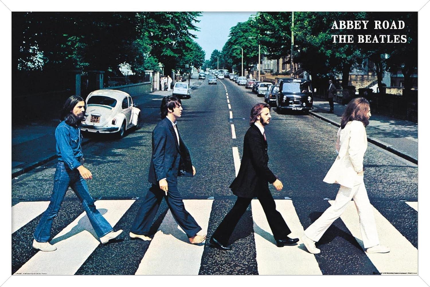 The Beatles Abbey Road White Framed Wall Poster