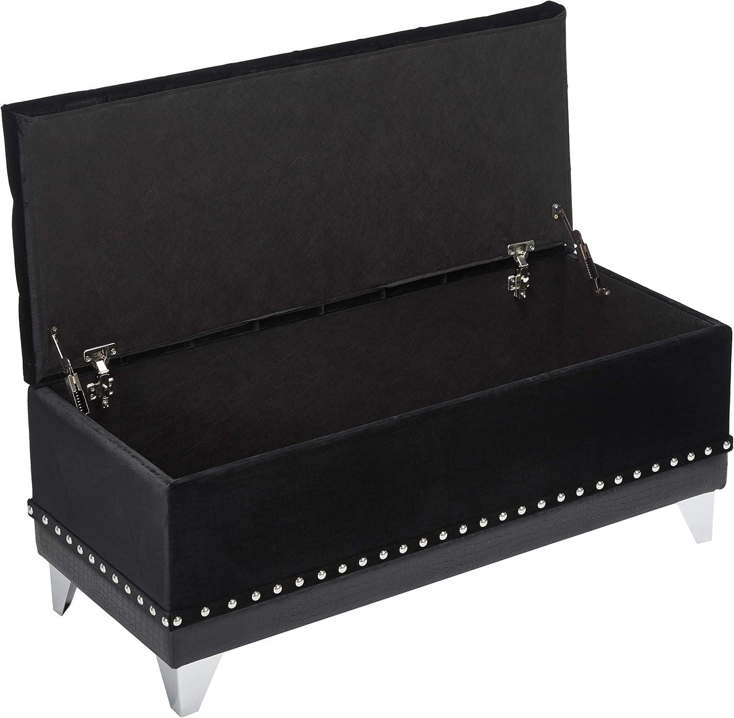 Barzini Tufted Rectangular Trunk with Nailhead Black