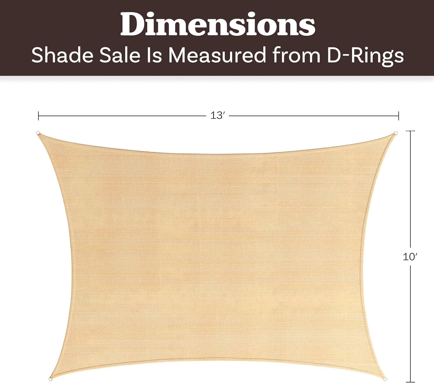 Pure Garden Sun Shade Canopy - 10x13ft Curved Rectangle Sun Shade Sail with UV Protection - Sun Shades Outdoor Patio or Pool Canopy - Sunshades for Patio, Yard, Deck or Outdoor Activities by Pure Garden