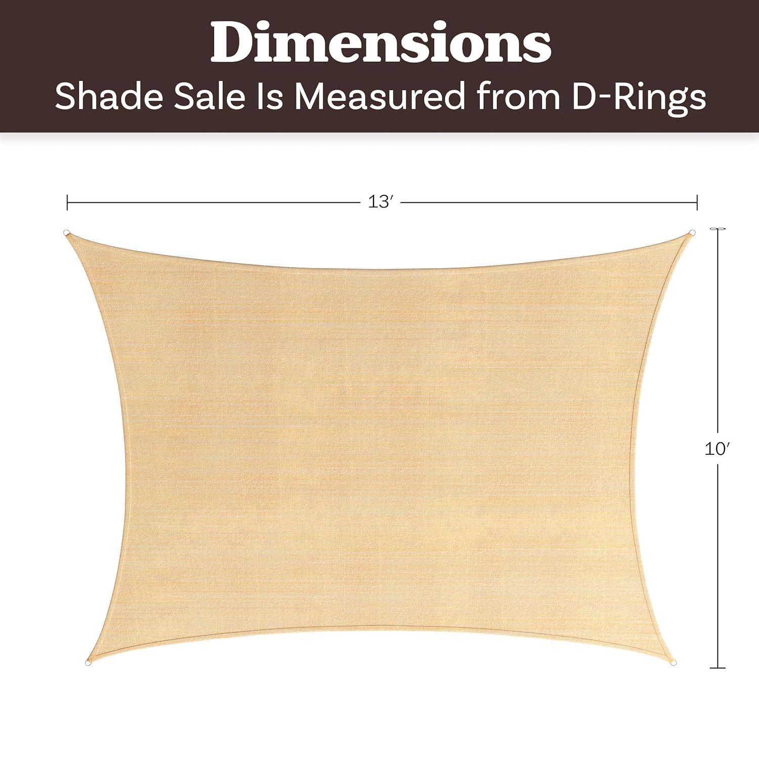 Pure Garden Sun Shade Canopy - 10x13ft Curved Rectangle Sun Shade Sail with UV Protection - Sun Shades Outdoor Patio or Pool Canopy - Sunshades for Patio, Yard, Deck or Outdoor Activities by Pure Garden