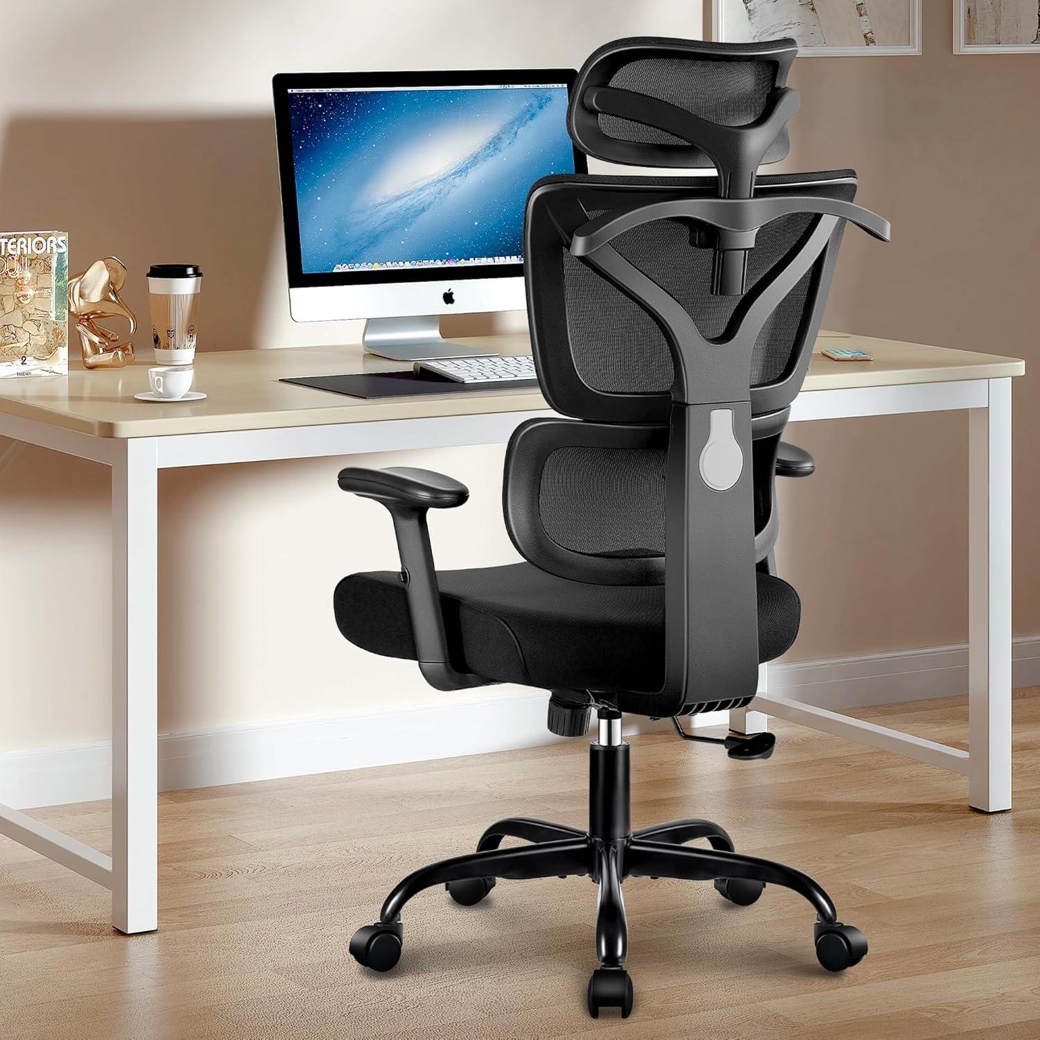 Black Ergonomic High Back Mesh Office Chair with Adjustable Armrests