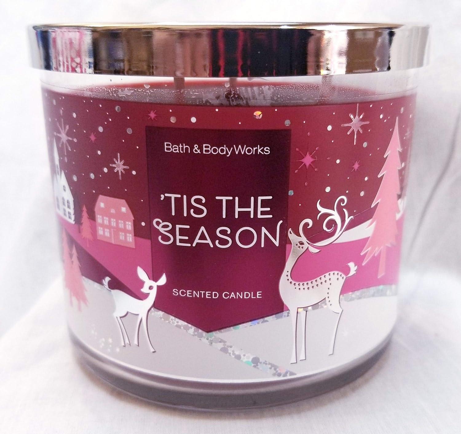 Bath & Body Works White Barn Candle Company 14.5 oz Tis The Season Scented Candle with 3-Wick Burn Time