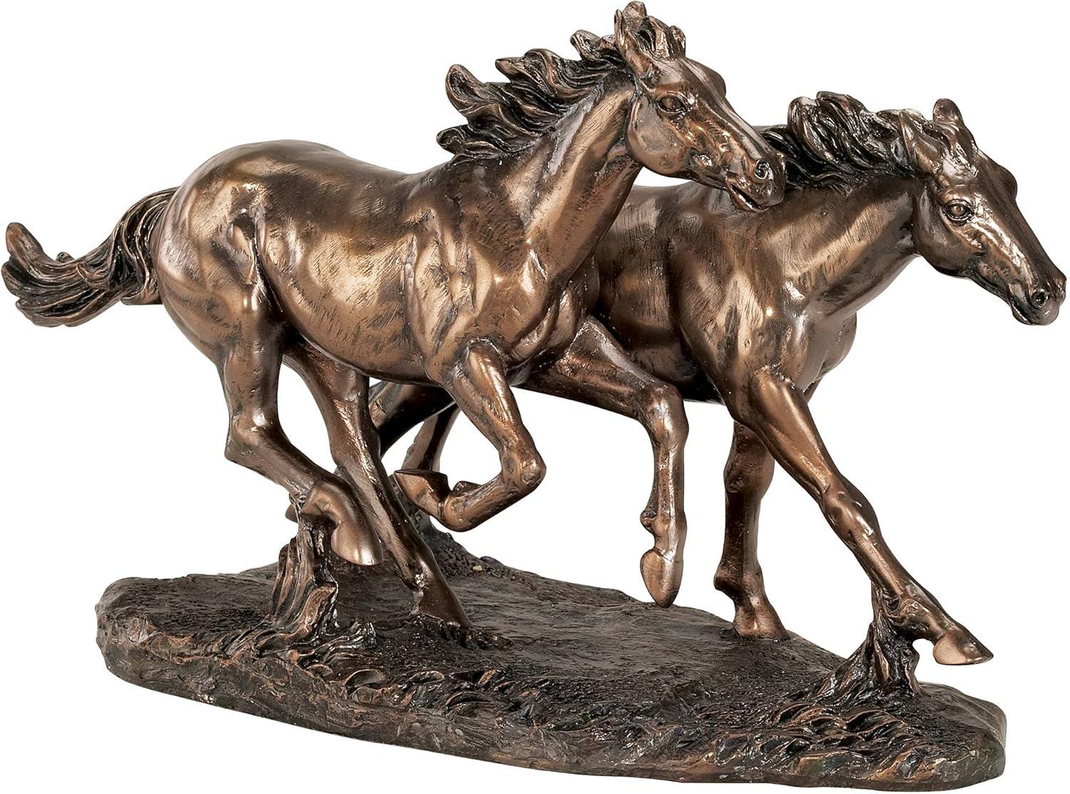 Kensington Hill Horses Running Wild 8 1/2" High Golden Bronze Statue