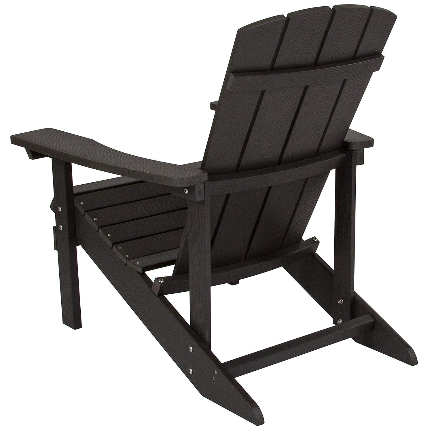 Flash Furniture Charlestown All-Weather Poly Resin Wood Adirondack Chair in Slate Gray