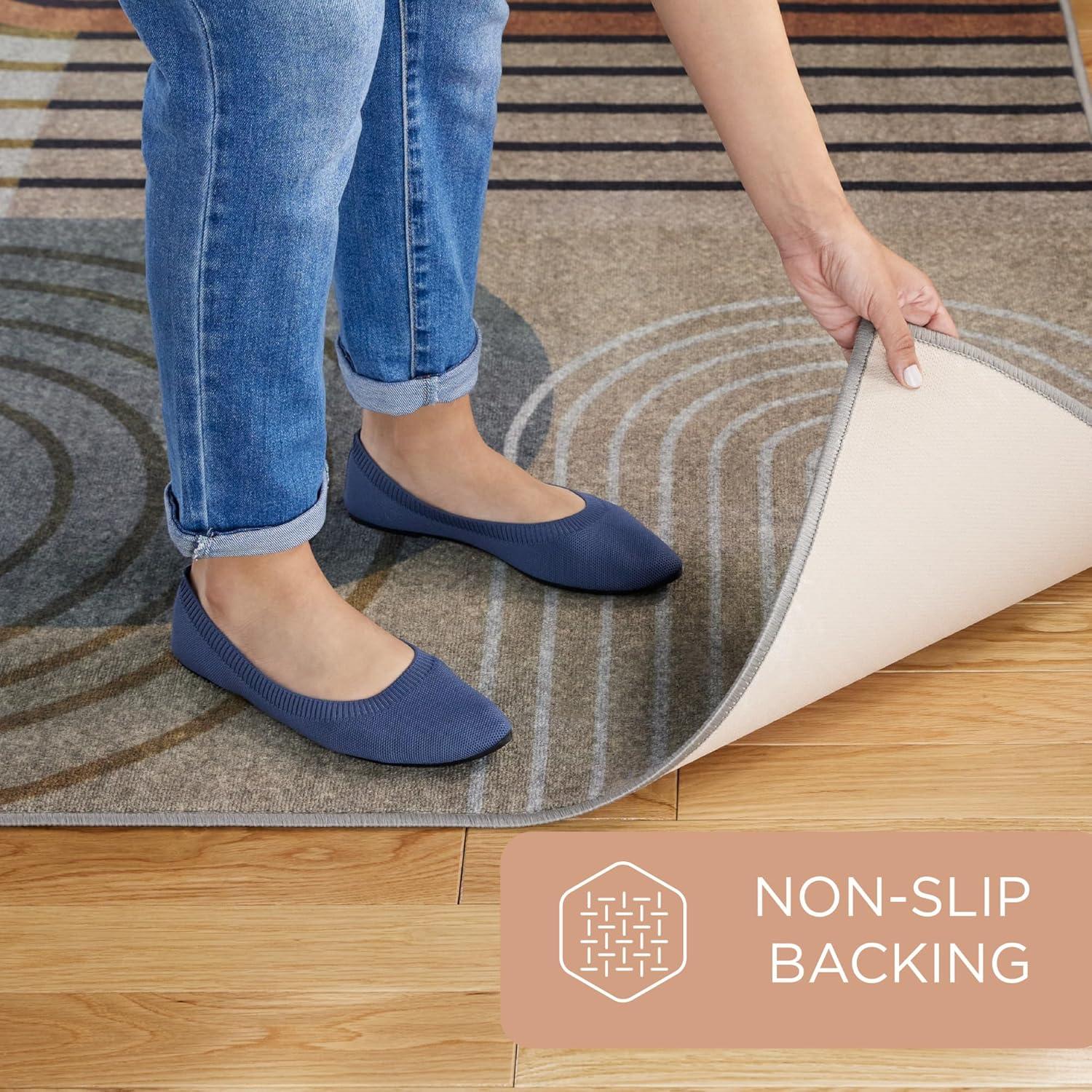 Town & Country Everyday Avani Everwash Non-Slip Backing Area Rug Beige/Rust