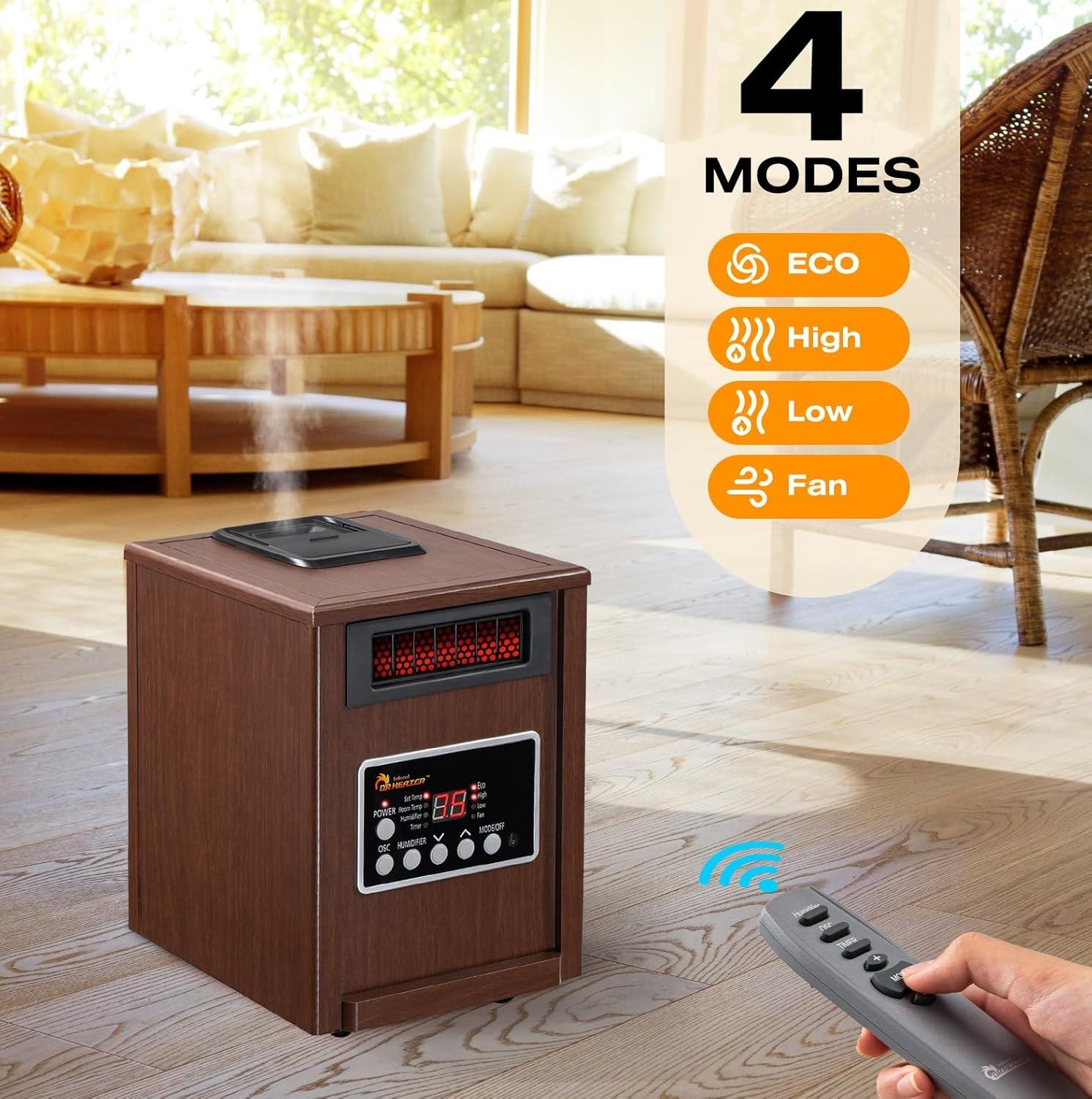 Dr. Infrared Heater DR. INFRARED HEATER DR-998W 1500W, Advanced Humidifier and Oscillation Fan and Remote Control, Dual Heating System