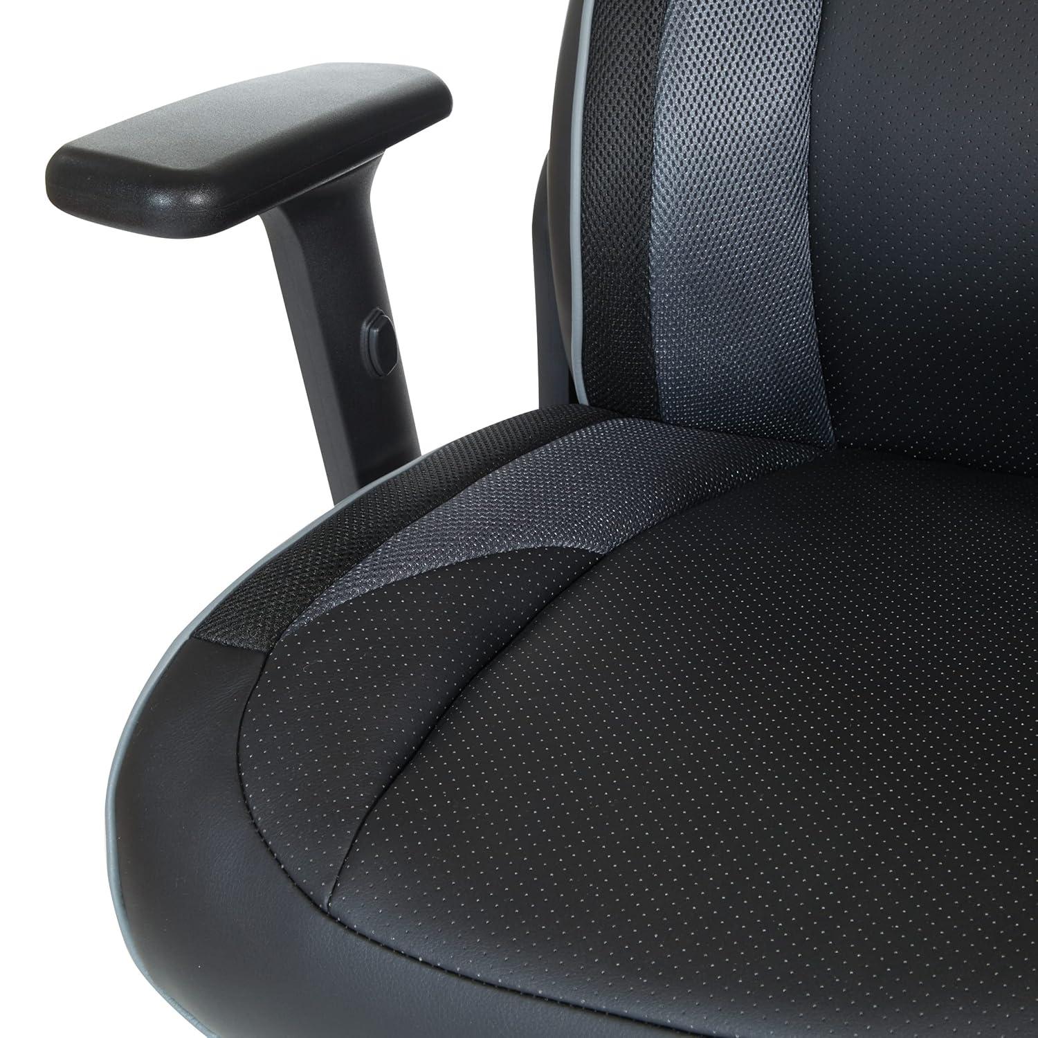 Big & Tall Bonded Leather Gaming Chair in Gray Mesh