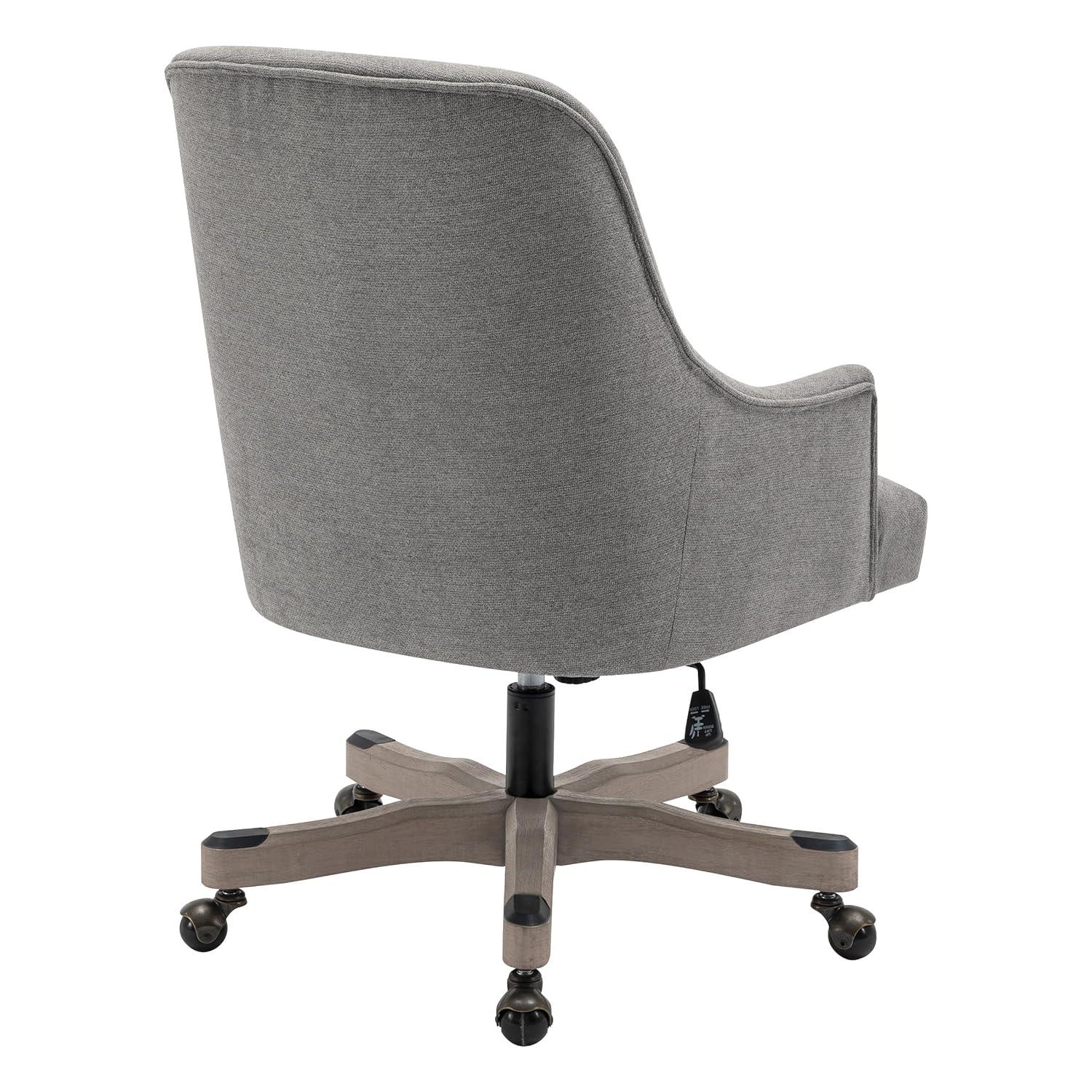 Bradwell Office Chair in Mint Fabric -Rustic Wood Base-Semi Asm