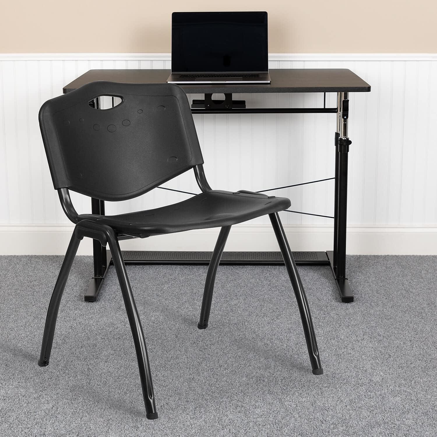 Black Powder-Coated Metal Stacking Office Chair