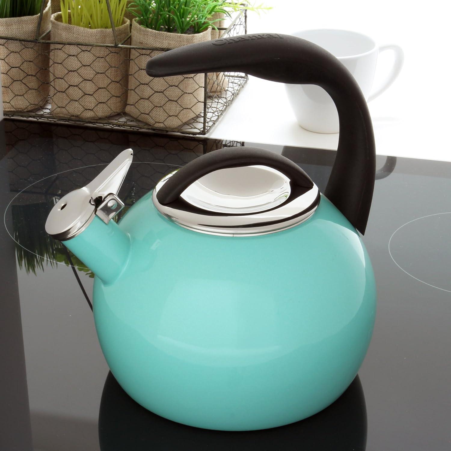 Chantal 37-ANN AQ Enamel on Steel 40th Anniversary Teakettle, 2 quart, Aqua