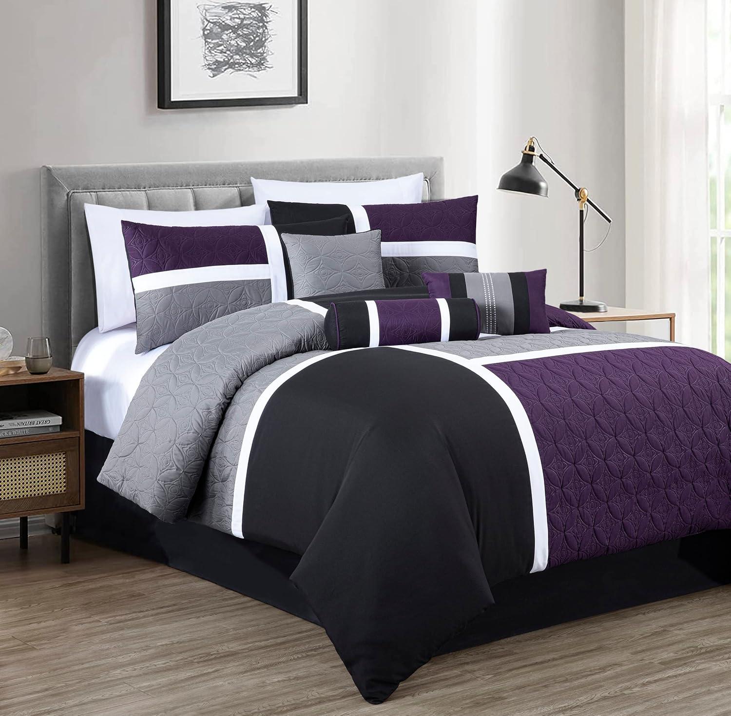 Chezmoi Collection Upland Patchwork 7 Piece Comforter Set
