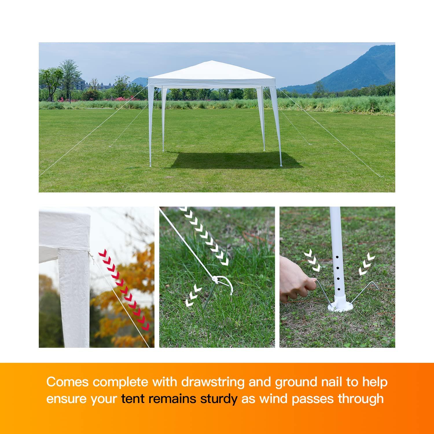 XF XINFENG 10'x10' Outdoor Wedding Party Canopy Tent, Camping Shelter Waterproof Outdoor Party Tent White Patio Gazebo Canopy Tents for BBQ Pavilion Canopy Cater Events