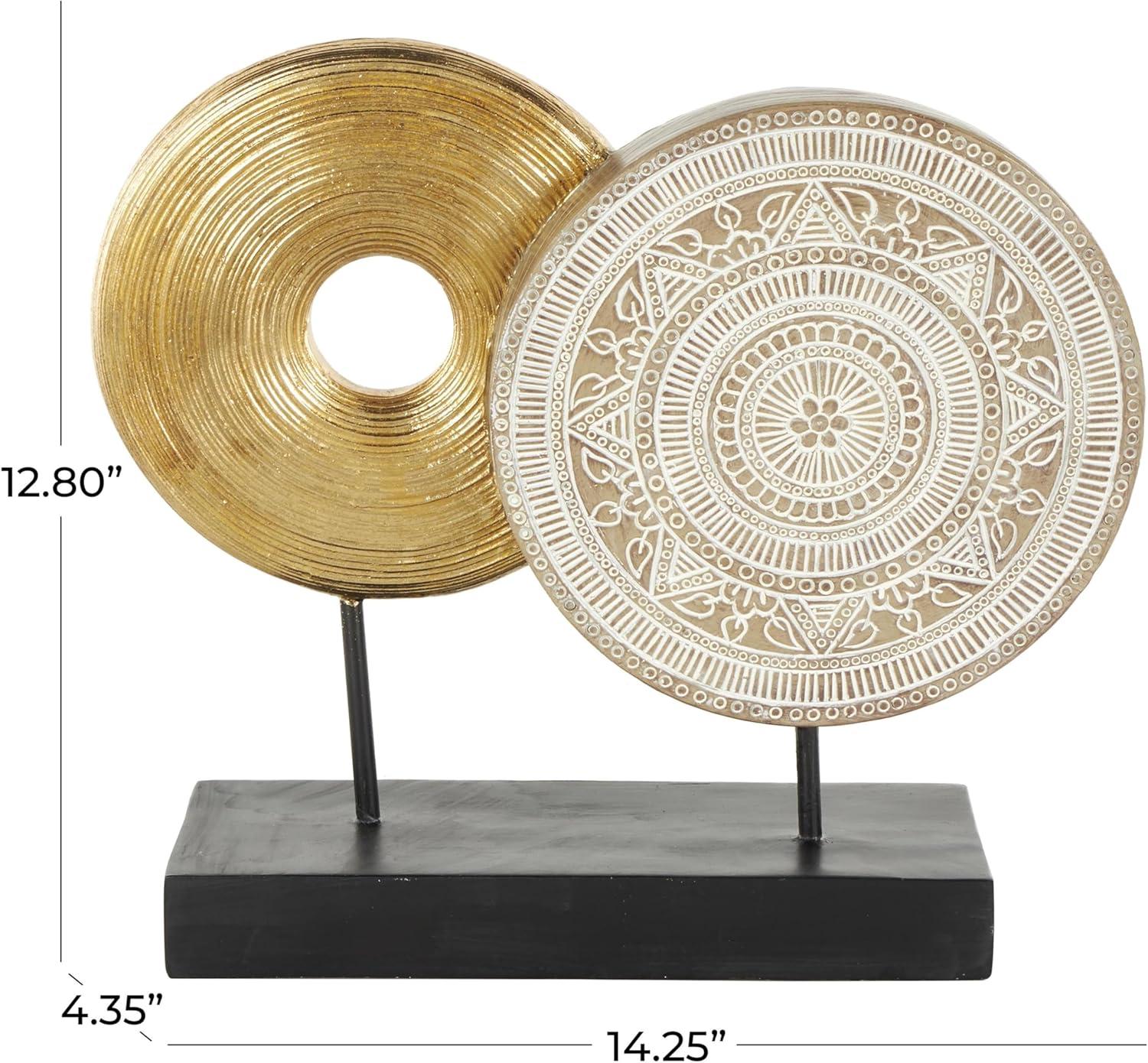5" x 14" Gold Metal Geometric Sculpture, by DecMode