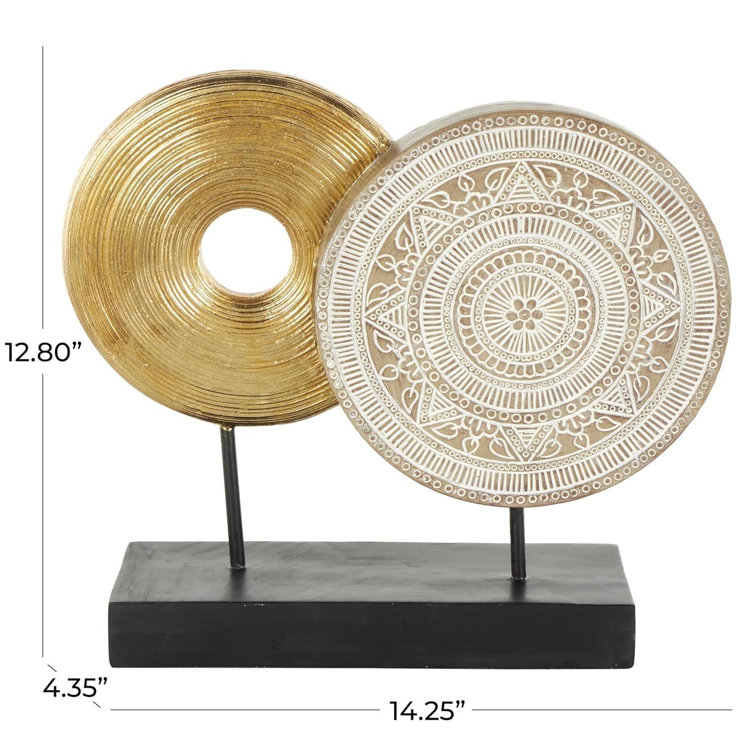 5" x 14" Gold Metal Geometric Sculpture, by DecMode