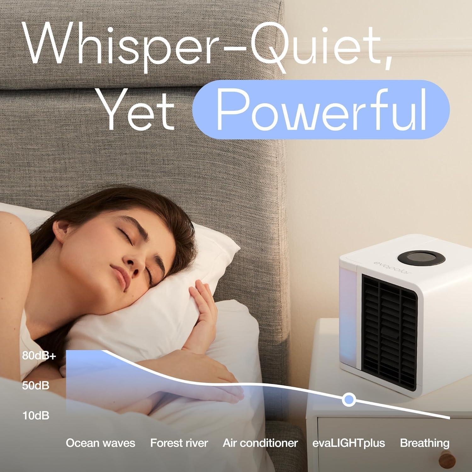 Evapolar evaLIGHT Plus Personal Portable Air Cooler, Evaporative Mini Air Cooler, Portable Air Conditioner, Humidifier, USB Connectivity and LED Light, 1000 ml