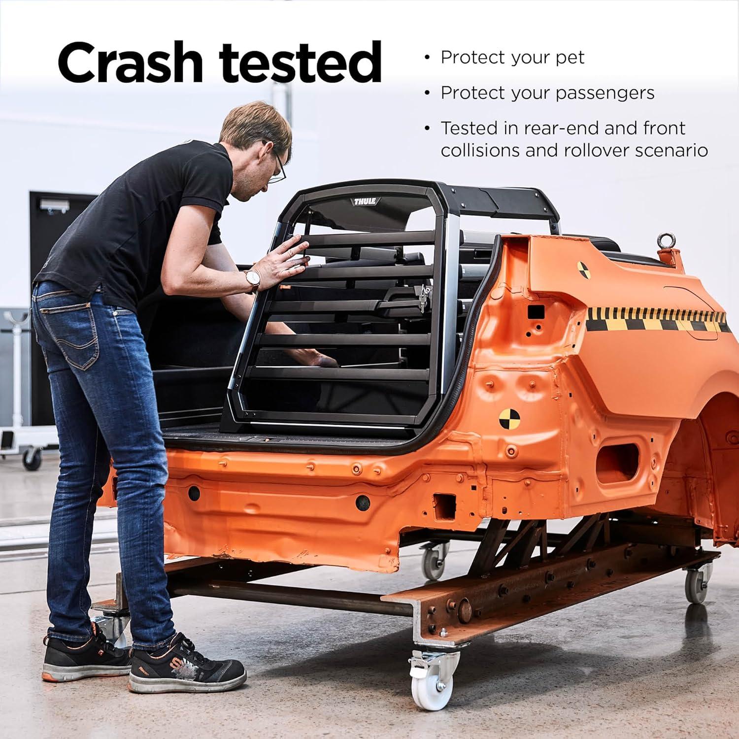 Small Black and Silver Car Dog Crate with Safety Features