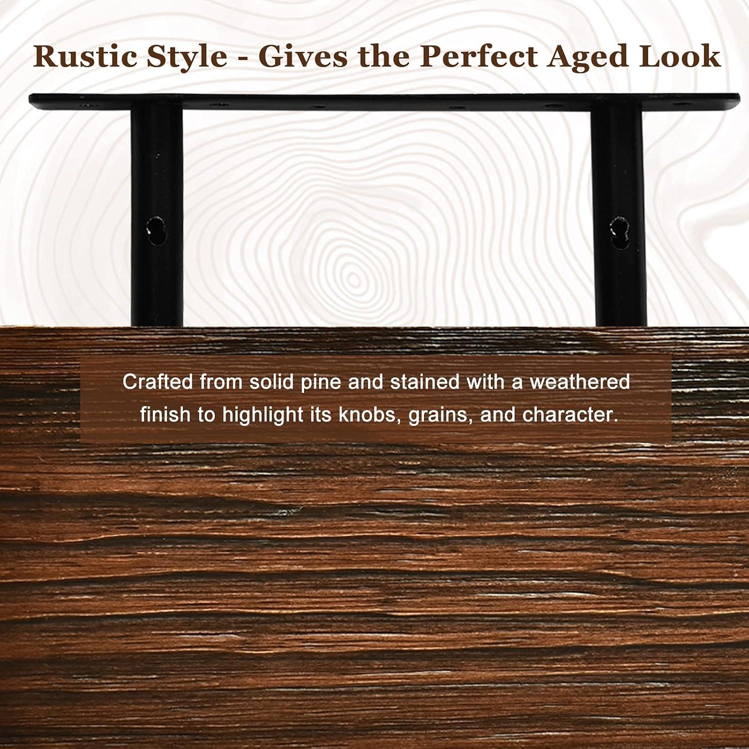 WELLAND Bradley Handmade Wood Floating Shelves Rustic Wall-Mounted Shelves, Set of 2, Walnut Finish