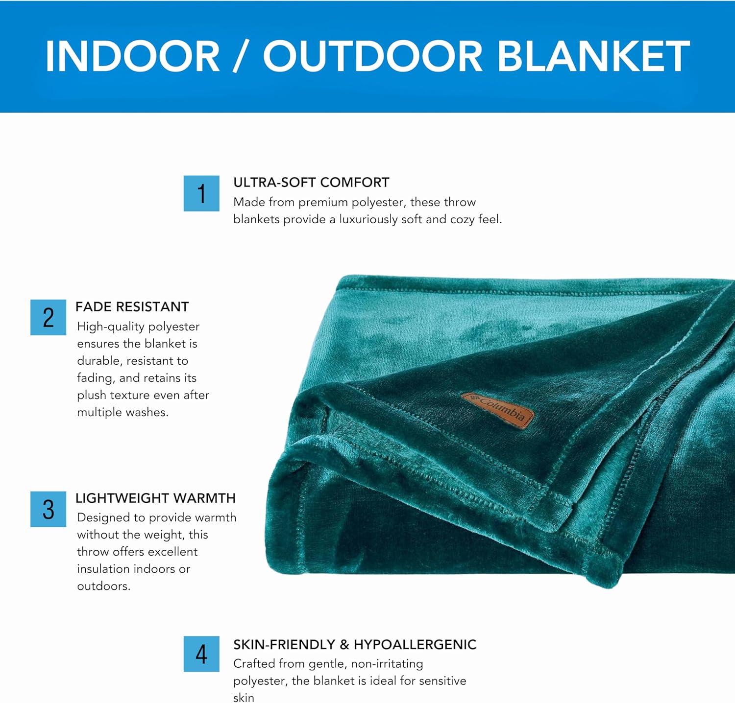 Columbia 50" x 60" Super Plush Lightweight Throw Blanket - Outdoor Essentials for Camping, Picnics, and Adventures, Soft and Cozy Home Essentials for Bed and Living Room - Night Wave