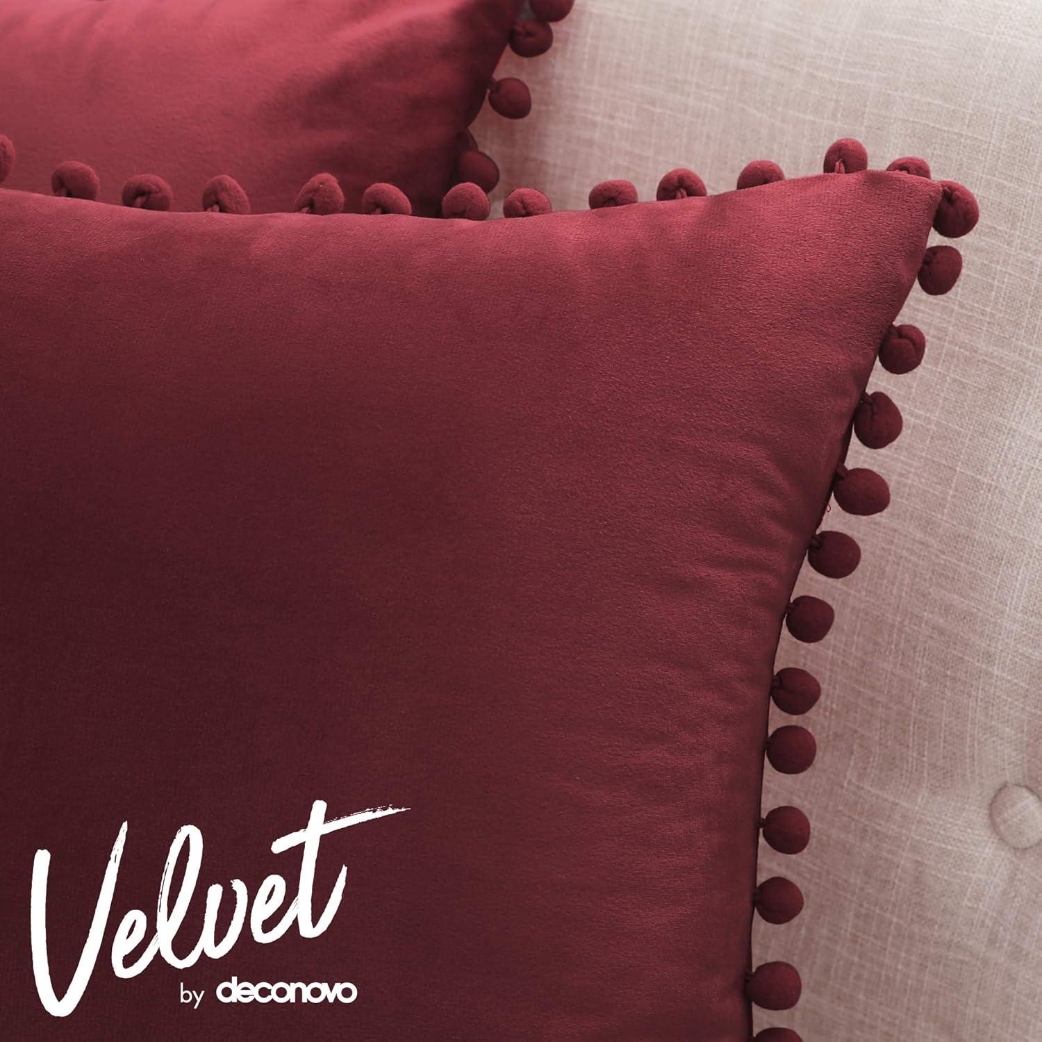 Deconovo Deconovo Pom-poms Velvet Reversible Pillow Cover (Set of 2)