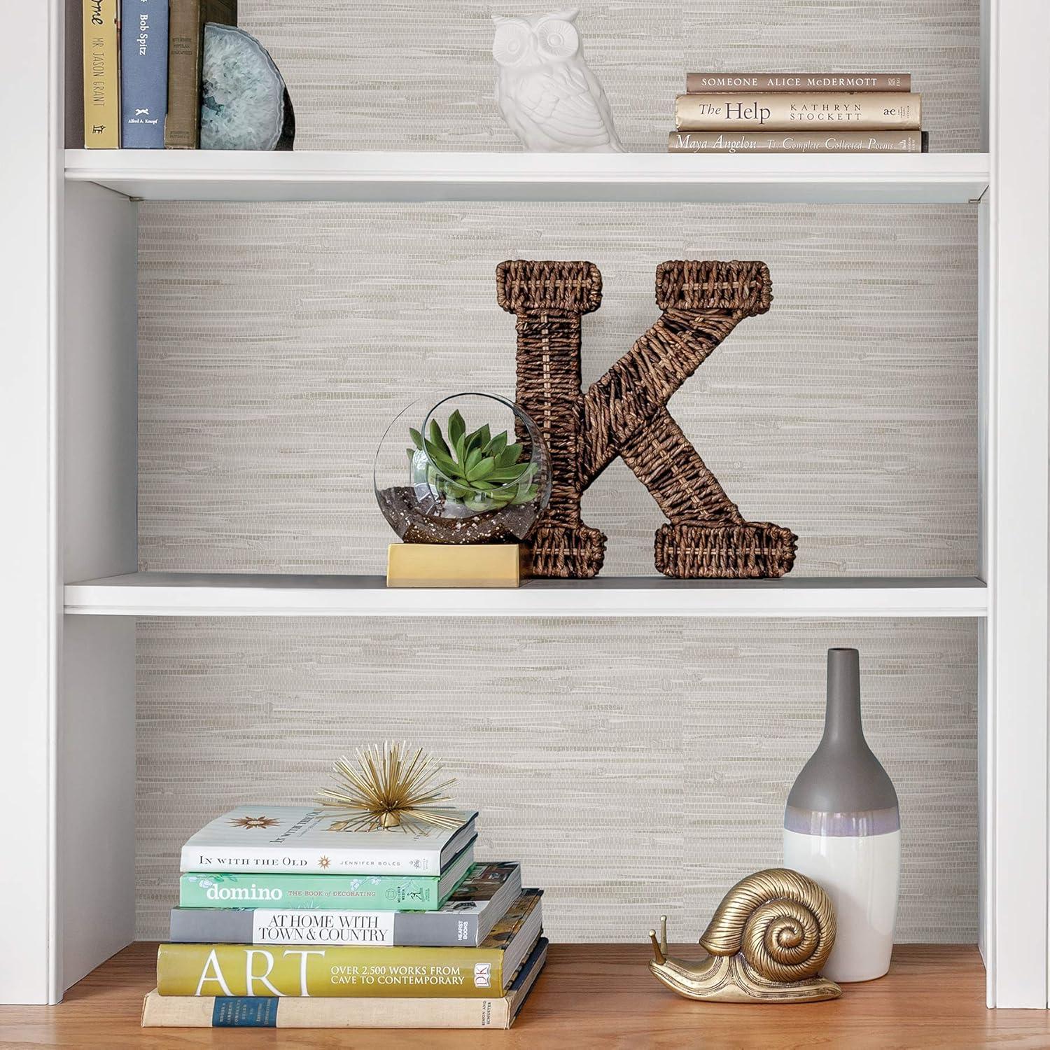 NuWallpaper Grassweave Peel & Stick Wallpaper Cream: Removable Textured Vinyl, Self-Adhesive, Classic Crosshatch Pattern