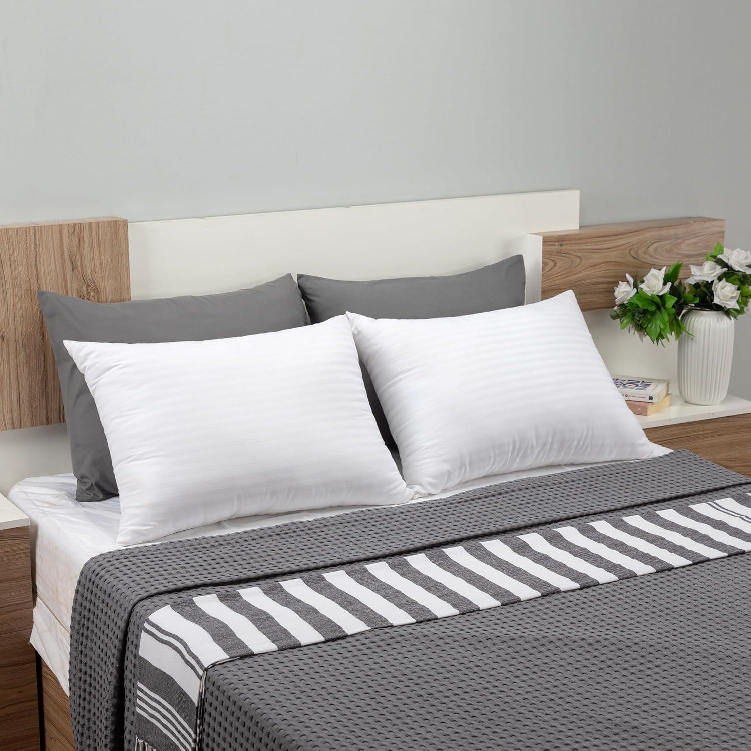 King Size White Polycotton Bed Pillows Set of 2