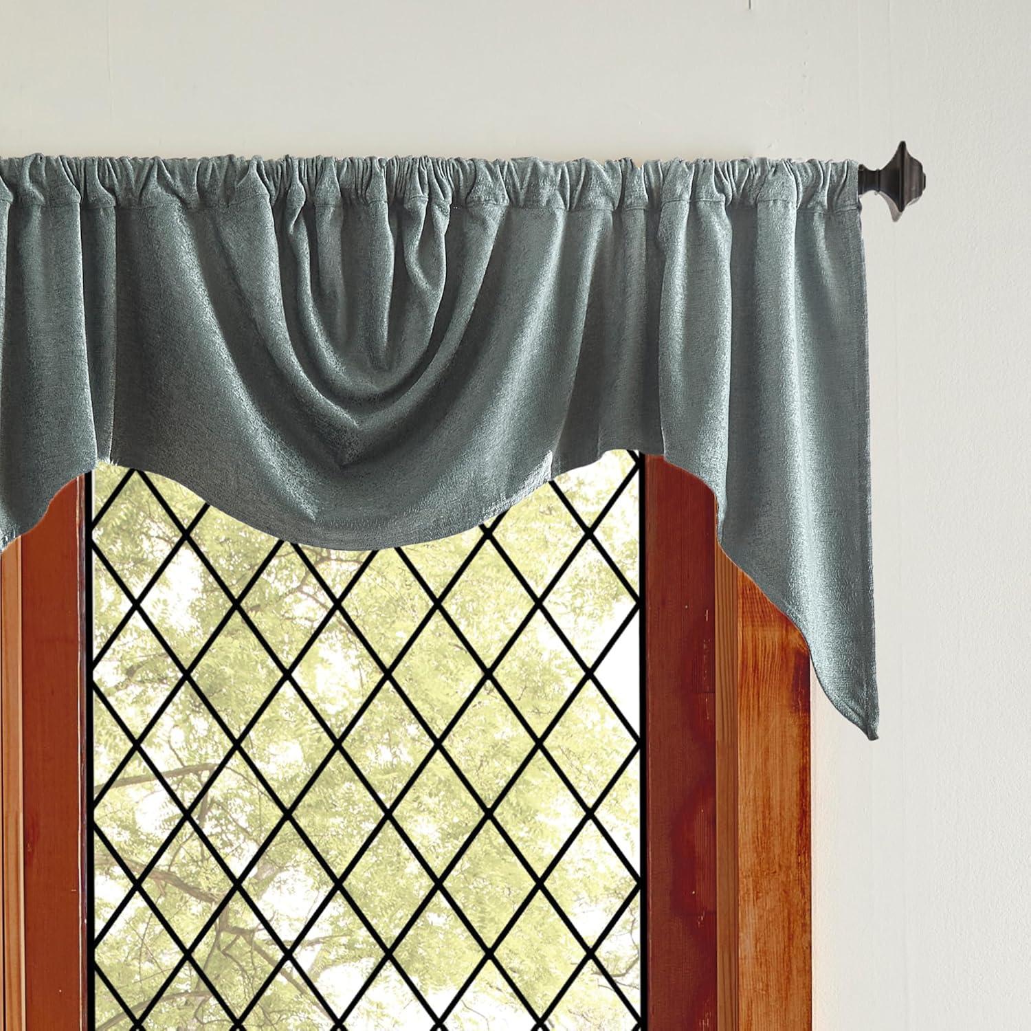 Olive Green Chenille Rod Pocket Window Valance