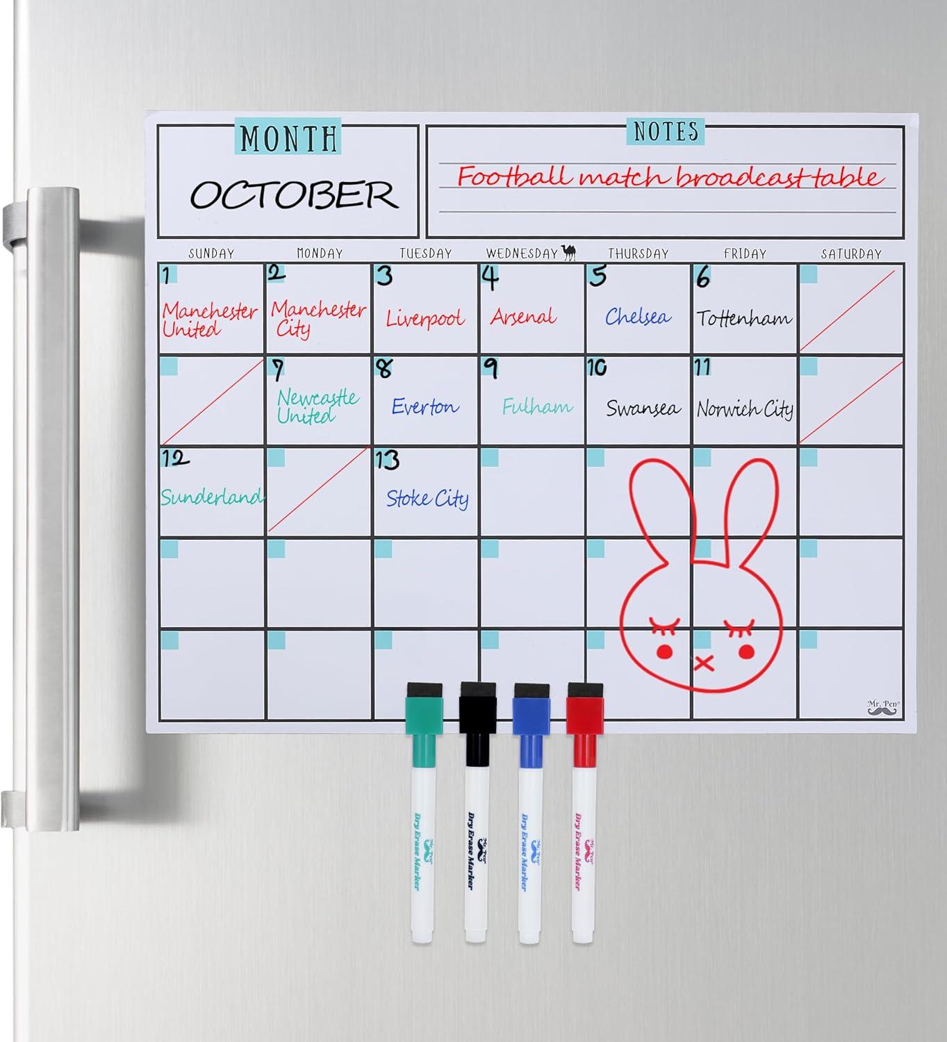 Mr. Pen- Dry Erase Calendar for Fridge, Magnetic, 14.7 x 11.8"