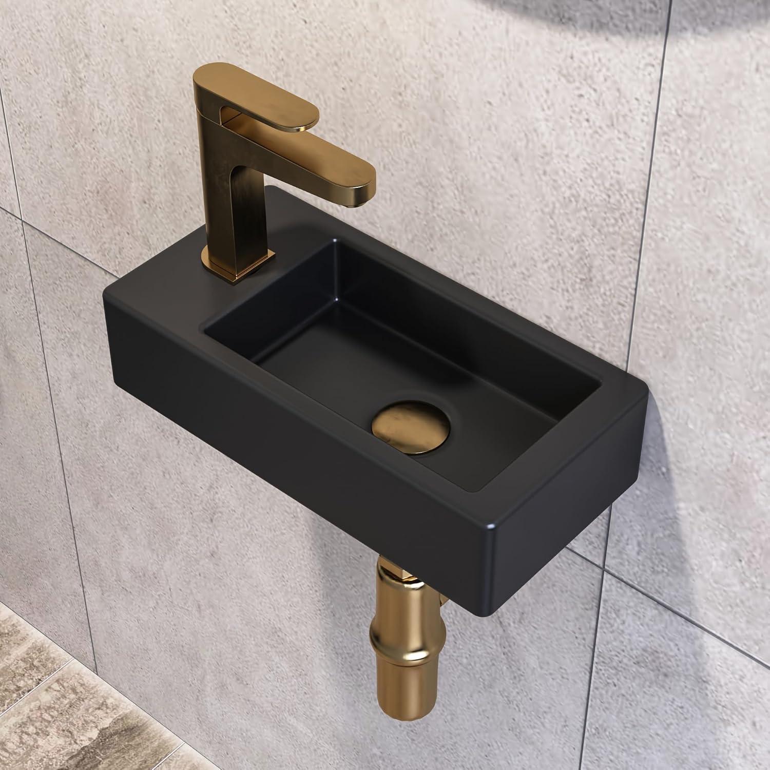 Liberty 14.57'' x 7'' Vitreous China Rectangular Wall Mount Bathroom Sink with Left Faucet Hole for Small Space