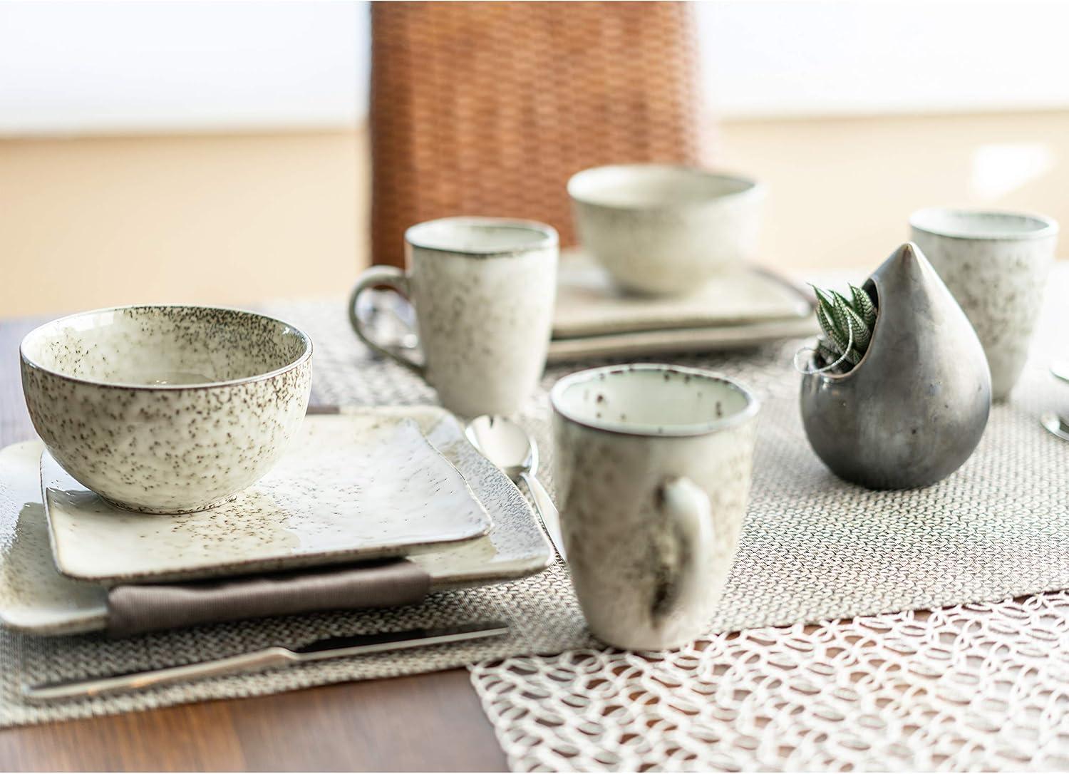 BIA Cordon Bleu 12pc Rustico Stoneware Dinnerware Set, Contains 12 Pieces, Cream (100568S1SIOC)