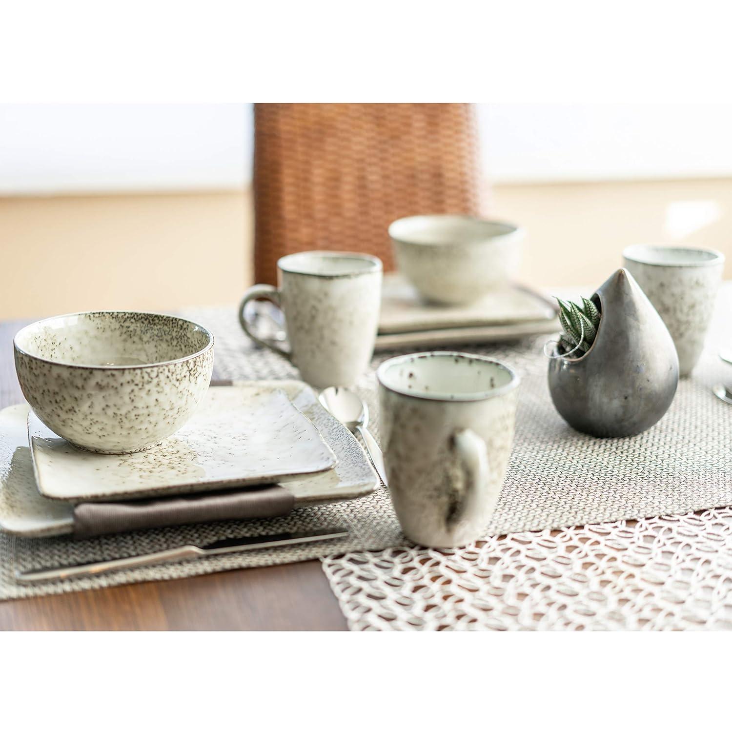 BIA Cordon Bleu 12pc Rustico Stoneware Dinnerware Set, Contains 12 Pieces, Cream (100568S1SIOC)