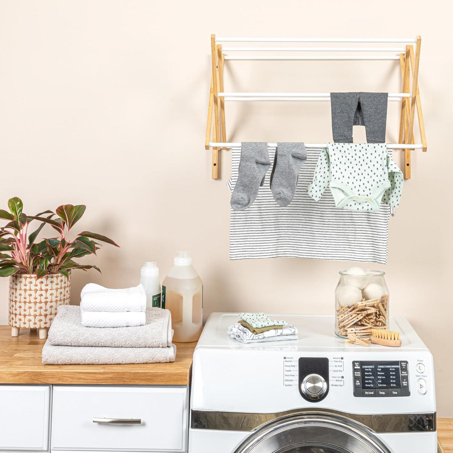 Household Essentials Meghan Bamboo Foldable Wall-Mounted Drying Rack