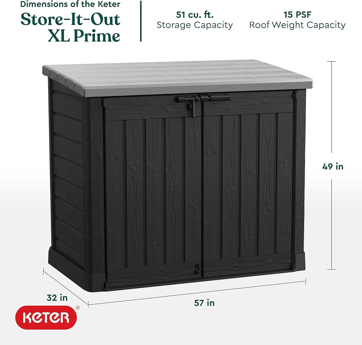 Keter Keter Store It Out Prime Durable Resin Outdoor Storage Shed With Floor and Double Doors for Garden Patio Furniture and Tools