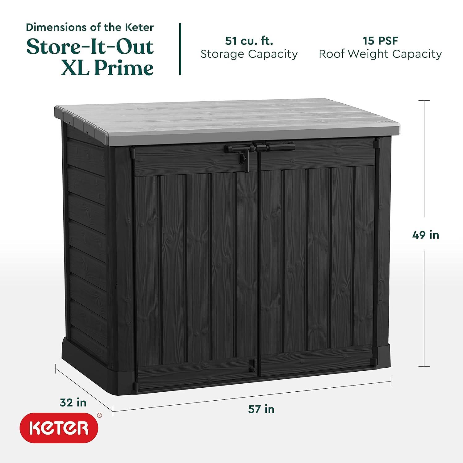 Keter Keter Store It Out Prime Durable Resin Outdoor Storage Shed With Floor and Double Doors for Garden Patio Furniture and Tools