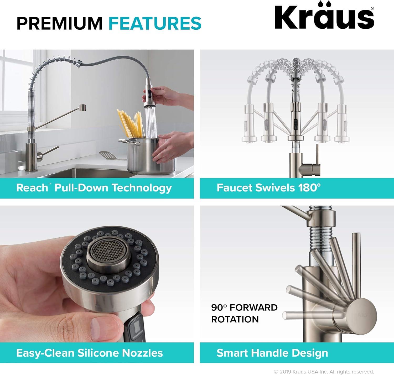 KRAUS Bolden Commercial Style 2-Function Single Handle Pull Down Kitchen Faucet