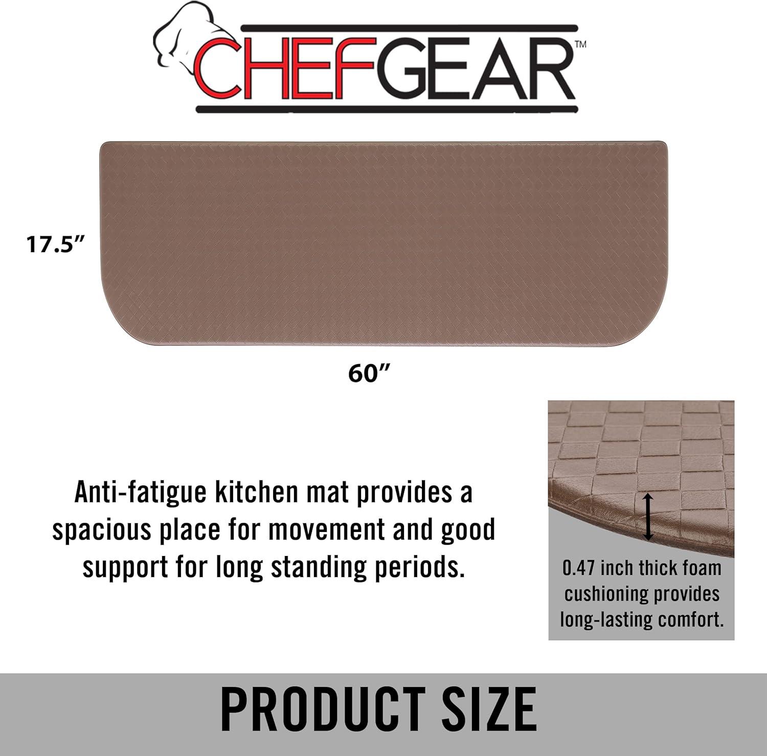 Anti-Fatigue Kitchen Mat, Mocha, Playa Basketweave Wedge by Chef Gear, 17.5 in. x 60 in.