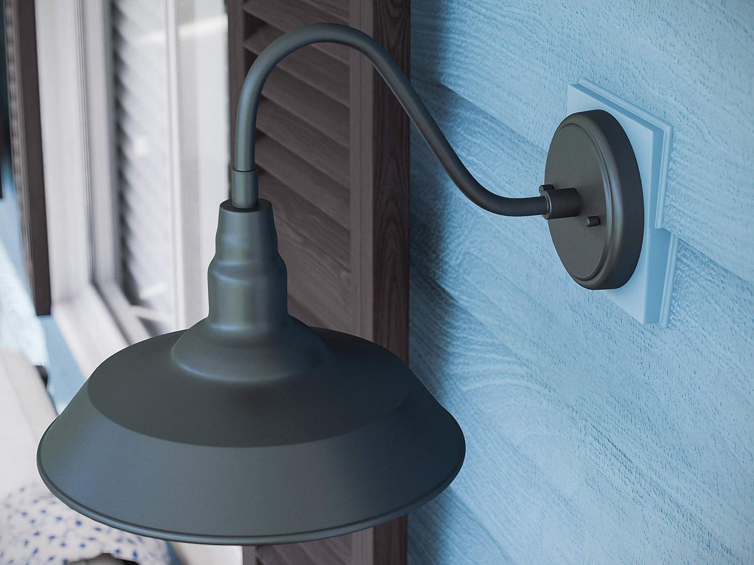 Barnes 10 in. Black Outdoor Hardwired Lantern Sconce